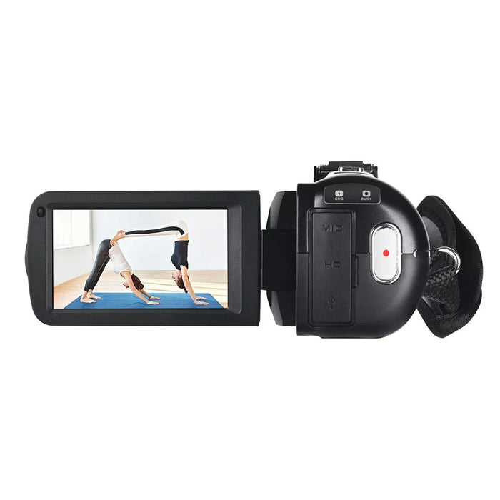 DV09 8K Digital Video Camera with External Microphone Lens Hood Handle Accessories 96MP 3.0 Inch Touch Screen 18X Zoom Camcorder - Black - 3