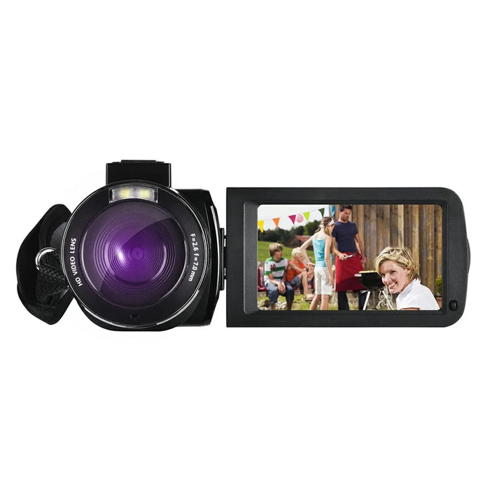 DV09 8K Digital Video Camera with External Microphone Lens Hood Handle Accessories 96MP 3.0 Inch Touch Screen 18X Zoom Camcorder - Black - 4