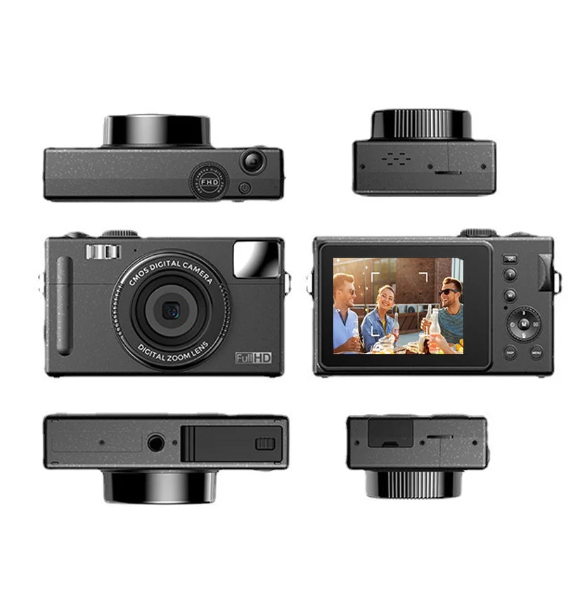 R1C 48MP Digital Camera 3.0 Inch IPS Screen 16X Zoom HD 1080P Video Recorder for Students - Black - 1