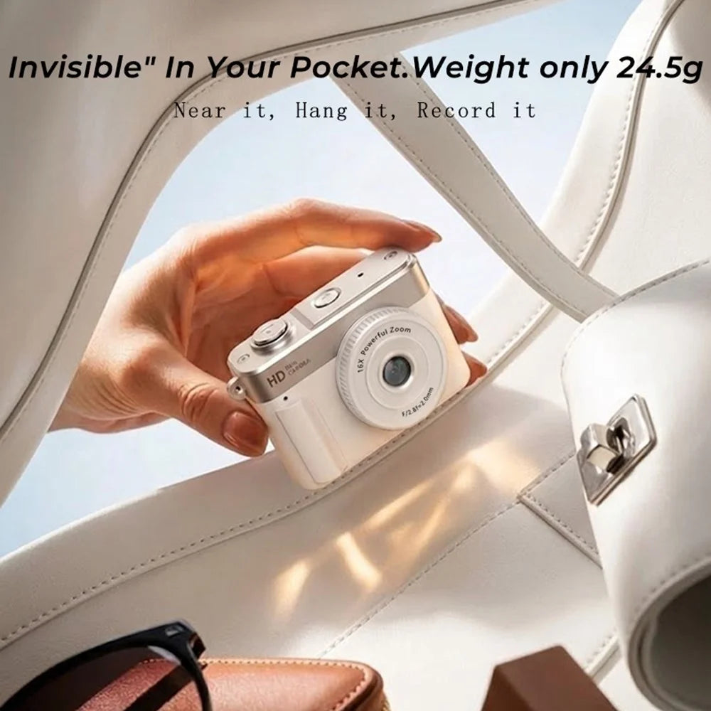 S3 Mini Portable Keychain Pocket Camera 0.96 Inch HD IPS 16X Zoom 1080P Video Photo Recorder Thumb Camera for Kids Travel - White - 6