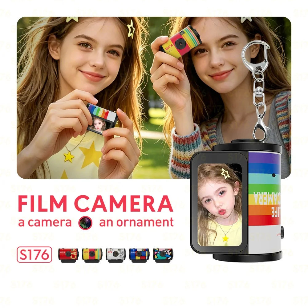 S176 Mini Thumb Camera 1.47 Inch IPS Screen 1080P HD Video Recording Portable Film Keychain Camera with 32GB Card & Card Reader - White - 4