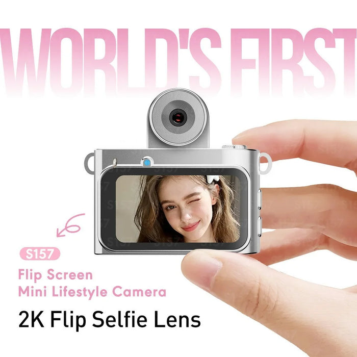 S157 2K Mini Life Camera 180 Degree Rotating Flip Screen LED Light Portable Digital Camera with Type-C Interface - White - 2