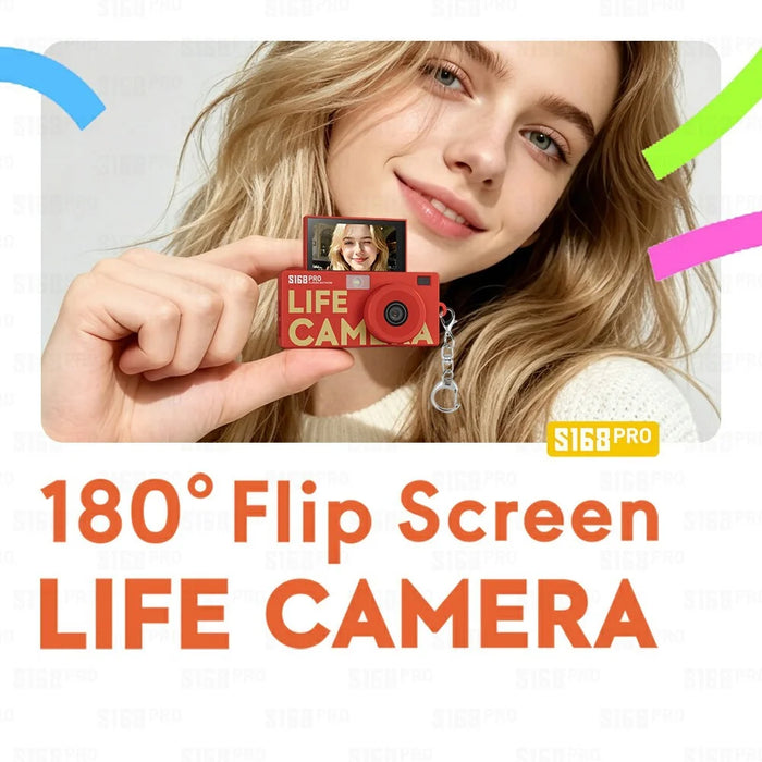 S168PRO Mini Camera 1080P HD Vintage CCD 1.47 Inch IPS Screen 180mAh Battery Portable Digital Camera for Students Gift - Yellow - 2