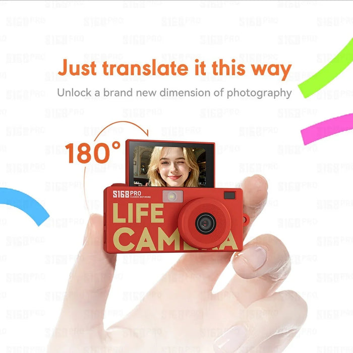 S168PRO Mini Camera 1080P HD Vintage CCD 1.47 Inch IPS Screen 180mAh Battery Portable Digital Camera for Students Gift - Yellow - 3