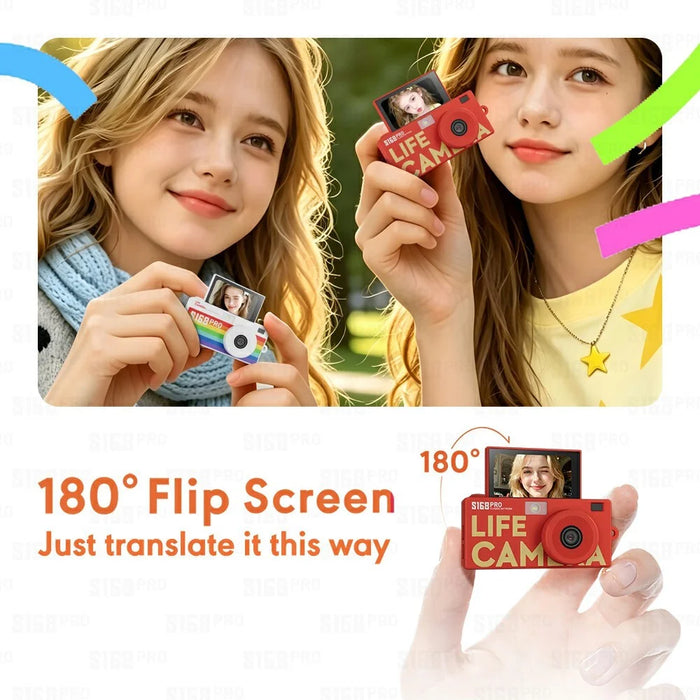 S168PRO Mini Camera 1080P HD Vintage CCD 1.47 Inch IPS Screen 180mAh Battery Portable Digital Camera for Students Gift - Yellow - 4
