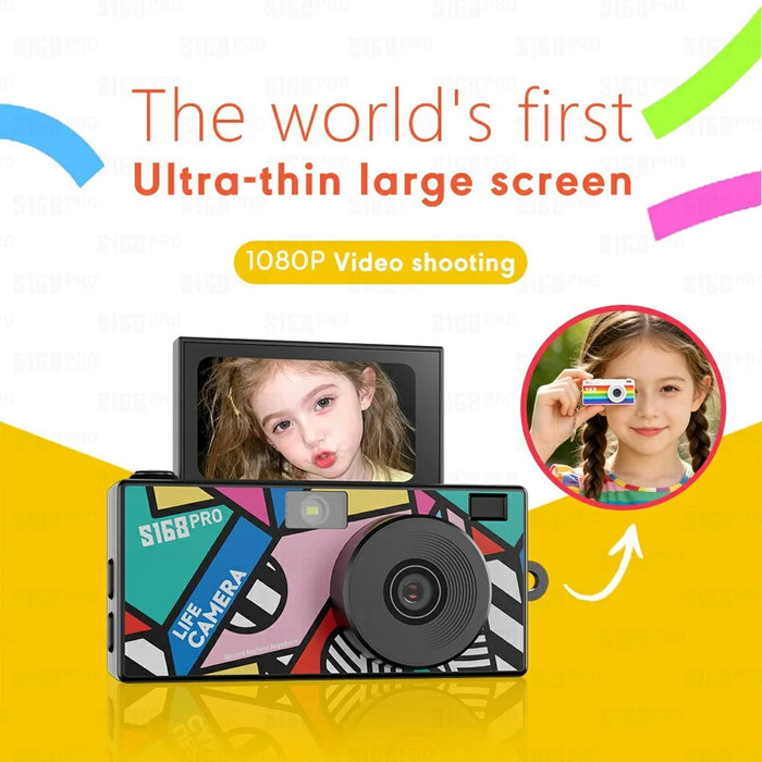 S168PRO Mini Camera 1080P HD Vintage CCD 1.47 Inch IPS Screen 180mAh Battery Portable Digital Camera for Students Gift - Yellow - 5