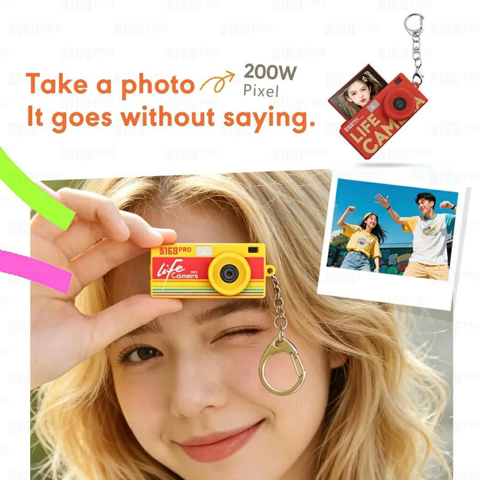 S168PRO Mini Camera 1080P HD Vintage CCD 1.47 Inch IPS Screen 180mAh Battery Portable Digital Camera for Students Gift - Yellow - 6