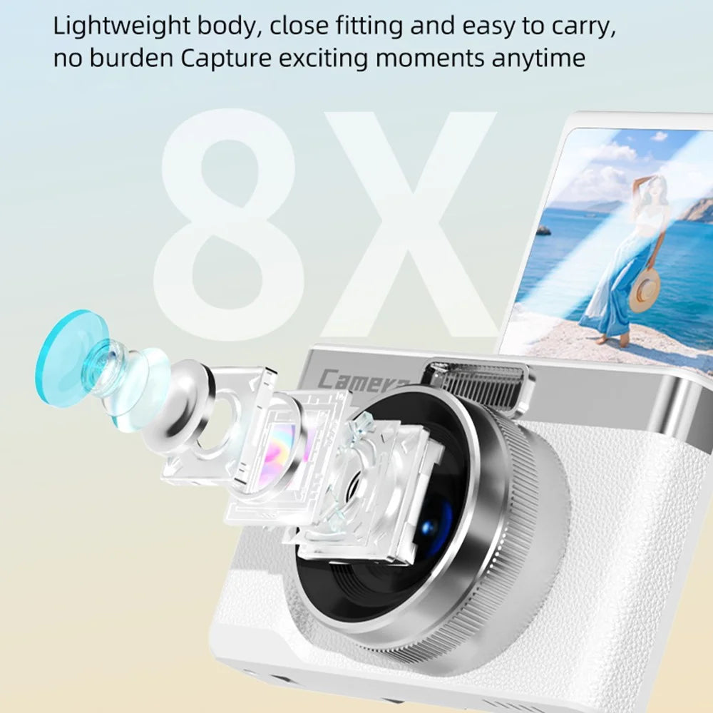 Z006 2.4 inch Flip Screen Digital Camera 96MP 1080P Video 8X Zoom AF Autofocus Video Recorder for Photography - White - 7