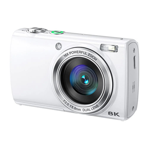 DC418 8K Digital Camera Dual Lens 48MP 16X Zoom 2.8 inch Touchscreen WiFi Photo Video Recorder - White - 1