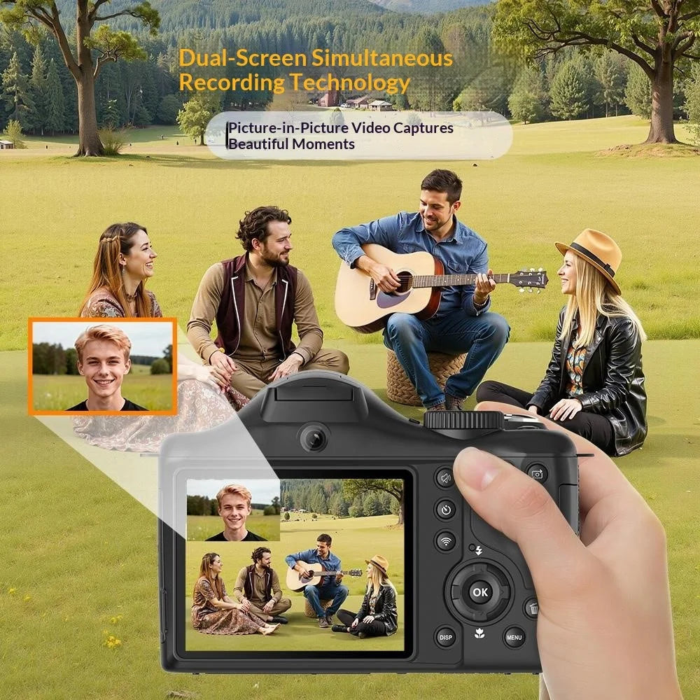 CDR7H 8K Digital Camera 75MP CMOS Sensor 40X Zoom 3.0 inch IPS Screen WiFi Vlog Camera for Photography - Black - 4