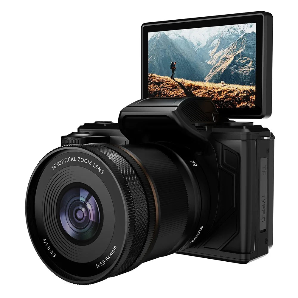 XJ18 8K Digital Camera 18X Optical Zoom 92MP WiFi Camera with Bluetooth-compatible Remote Control - Black - 1
