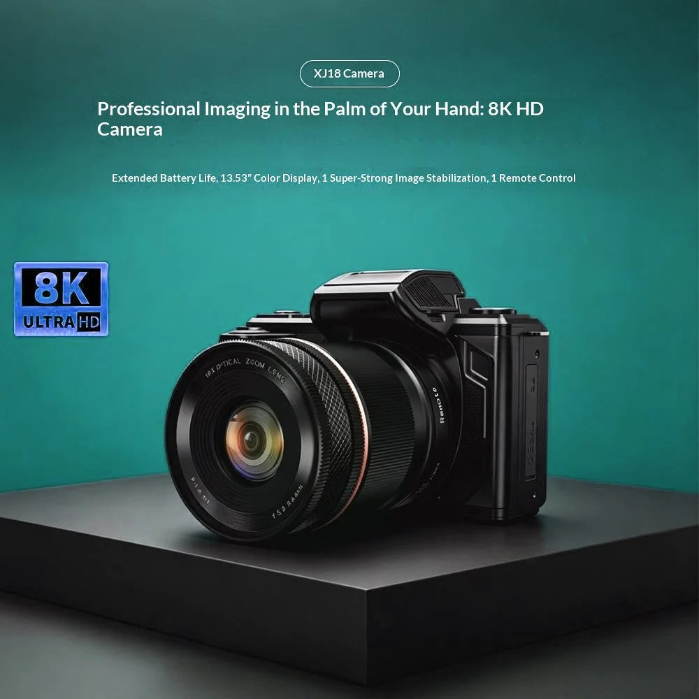 XJ18 8K Digital Camera 18X Optical Zoom 92MP WiFi Camera with Bluetooth-compatible Remote Control - Black - 3