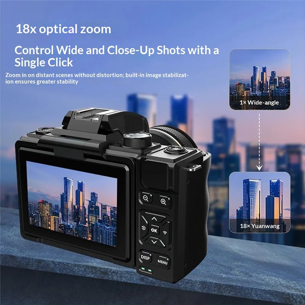 XJ18 8K Digital Camera 18X Optical Zoom 92MP WiFi Camera with Bluetooth-compatible Remote Control - Black - 6