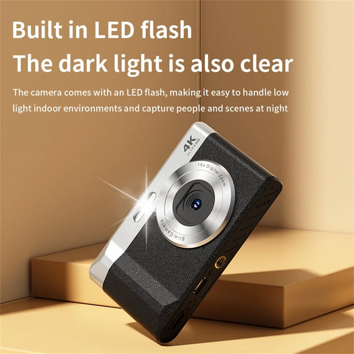 H22 Digital Camera 4K Video Recording 50MP 16X Zoom 2.8 Inch IPS Screen LED Flash for Vlog Travel - Black - 5
