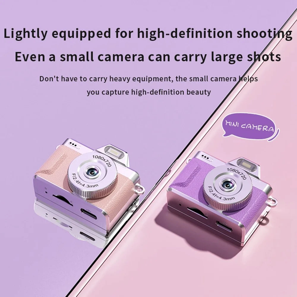 M37 1.47 Inch Flip Screen Mini Thumb Camera 1080P HD Video Recording LED Flash Camera for Vlog Travel - Pink - 6