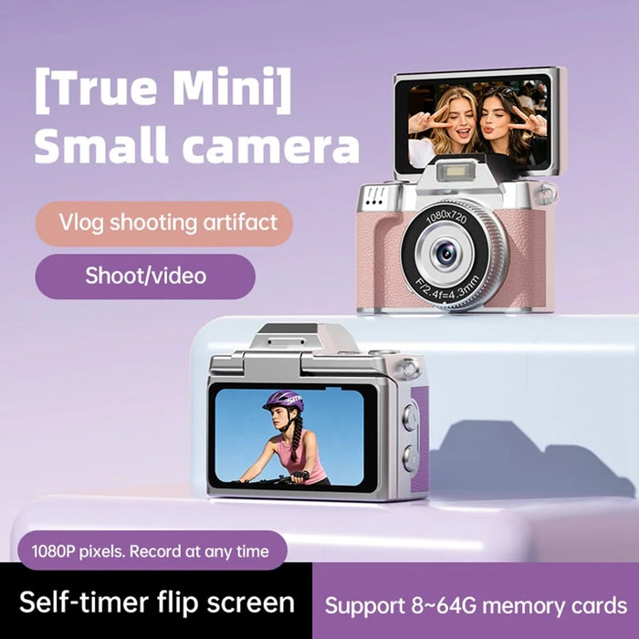 M38 Mini Thumb Camera 1.47 inch Flip Screen 1080P HD Recording Digital Camera with LED Flash - Purple - 5