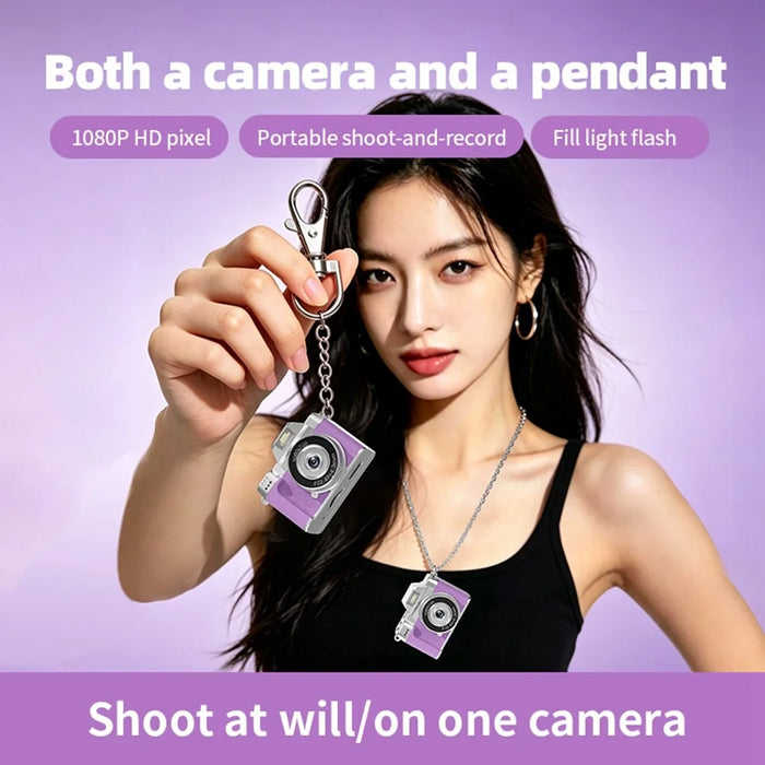M38 Mini Thumb Camera 1.47 inch Flip Screen 1080P HD Recording Digital Camera with LED Flash - Purple - 6