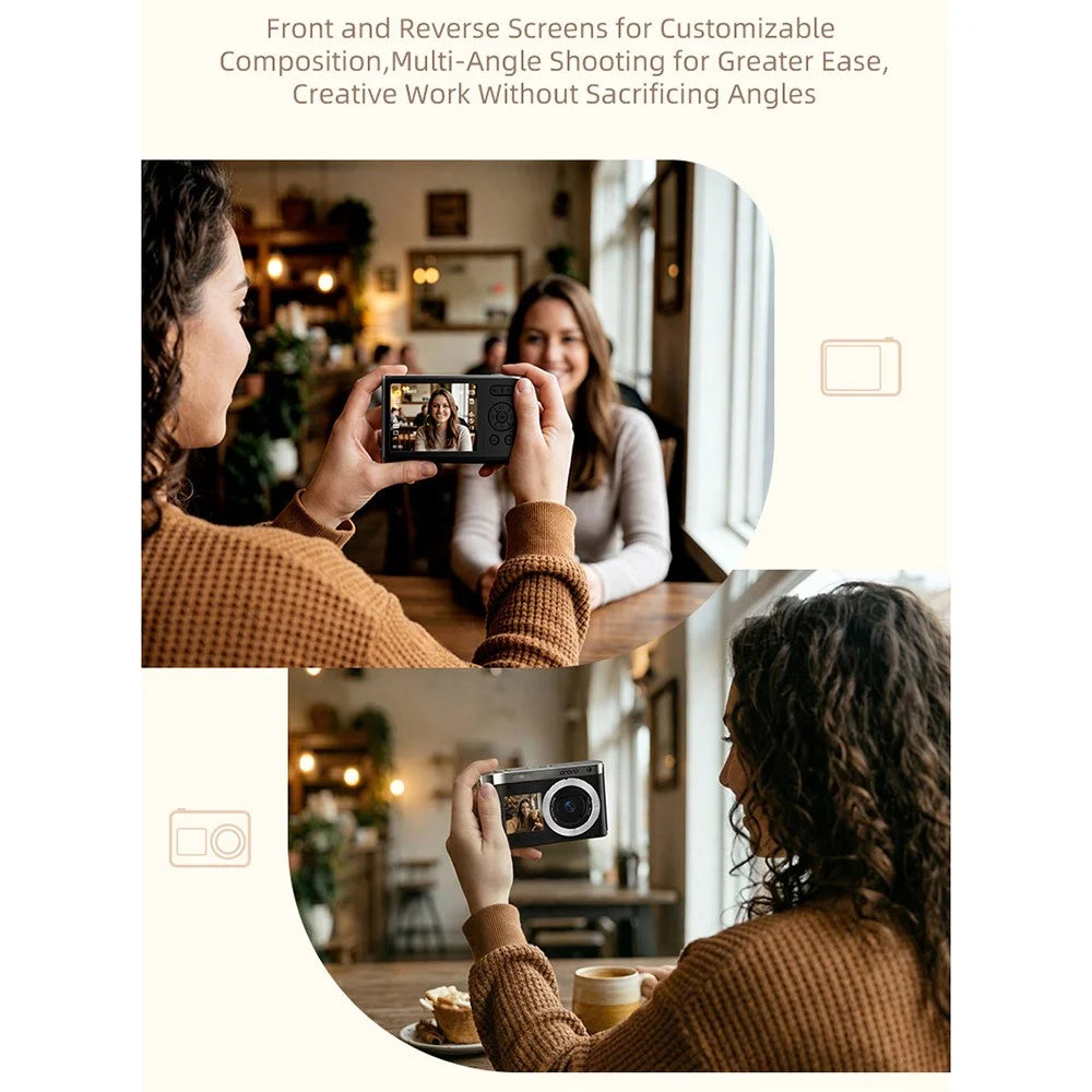 ORDRO D16 Digital Camera 4K Video Recording 72MP Photo Dual Screen 18X Zoom for Selfie Vlog - Black - 5