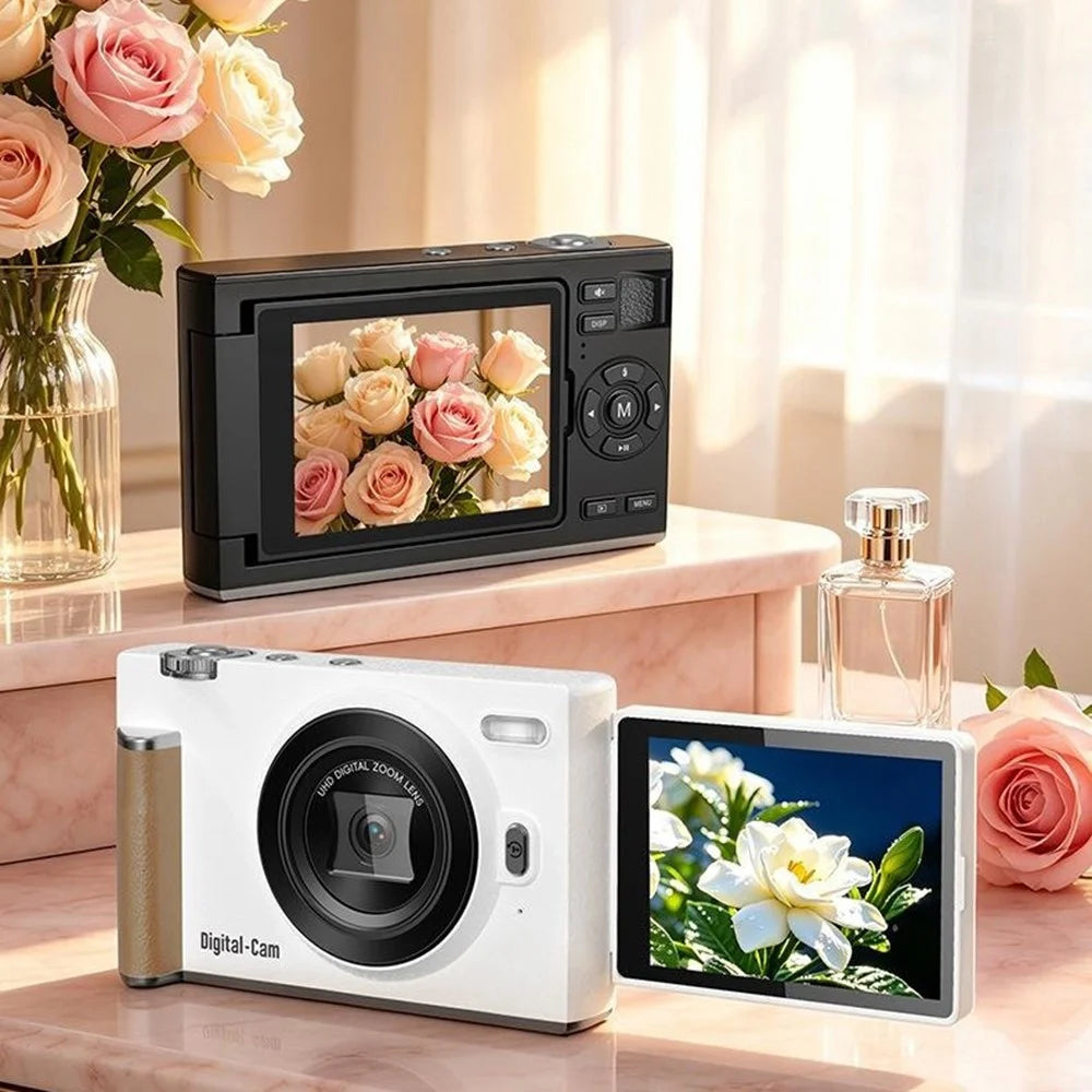 CDF2 2.8 Inch Flip Screen Digital Camera Built-in Makeup Mirror Video Recording CCD Camera with Hand Strap - White - 3