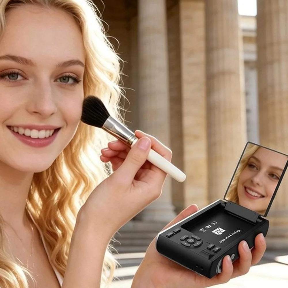 CDF2 2.8 Inch Flip Screen Digital Camera Built-in Makeup Mirror Video Recording CCD Camera with Hand Strap - White - 5