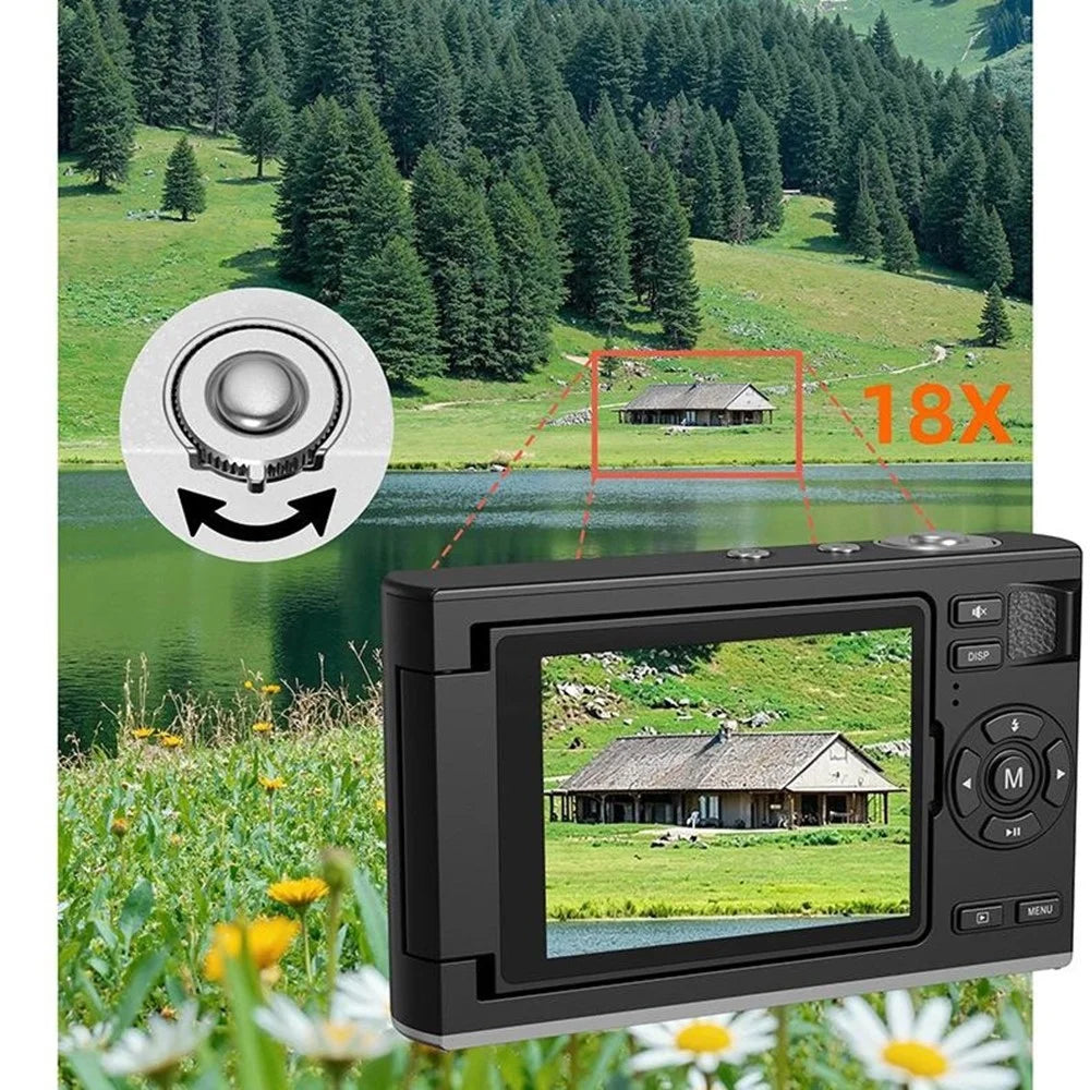 CDF2 2.8 Inch Flip Screen Digital Camera Built-in Makeup Mirror Video Recording CCD Camera with Hand Strap - White - 7
