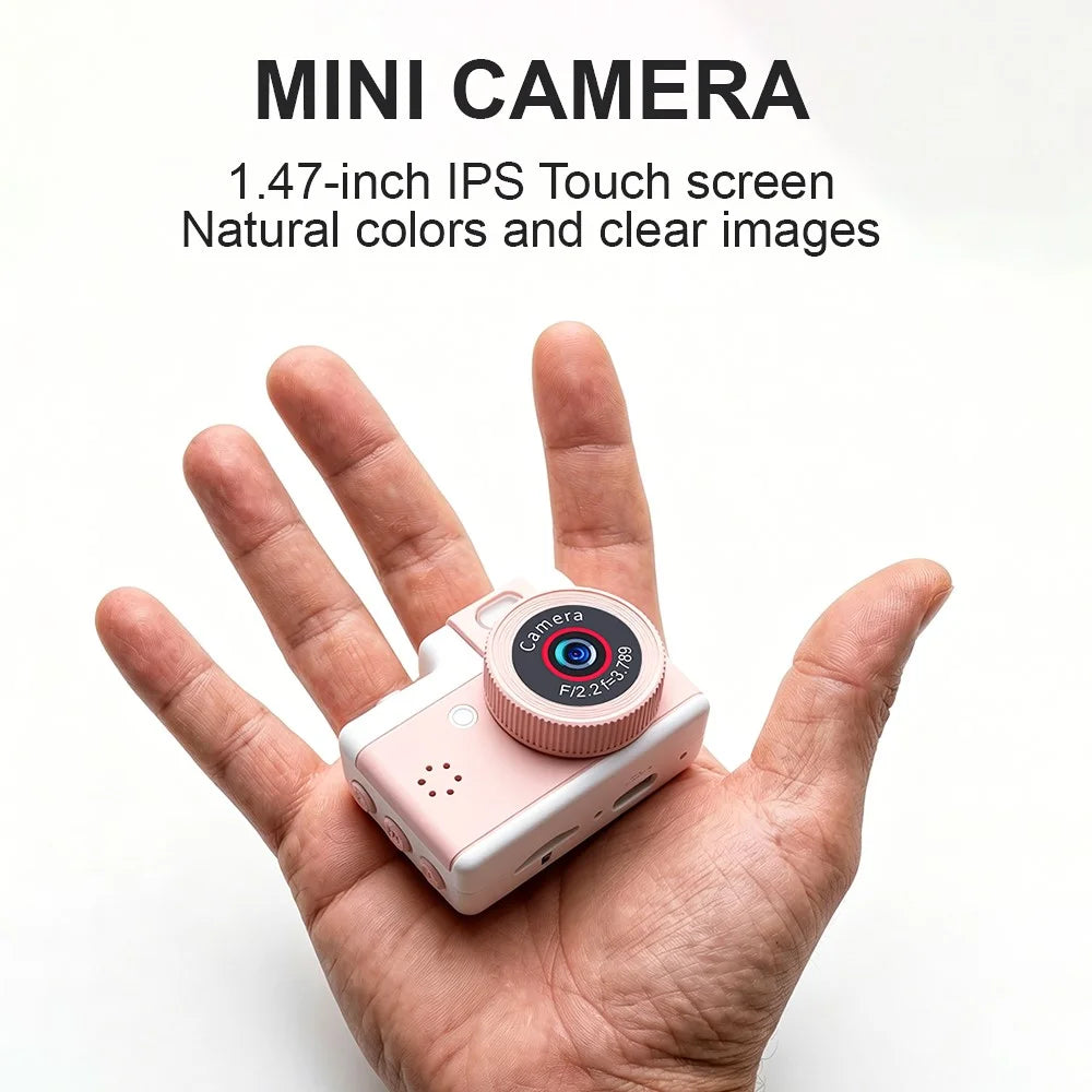 A90 1080P 1.47 inch IPS Touch Screen 180 Degree Flip Mini Keychain Camera for Selfie and Travel - Pink - 2