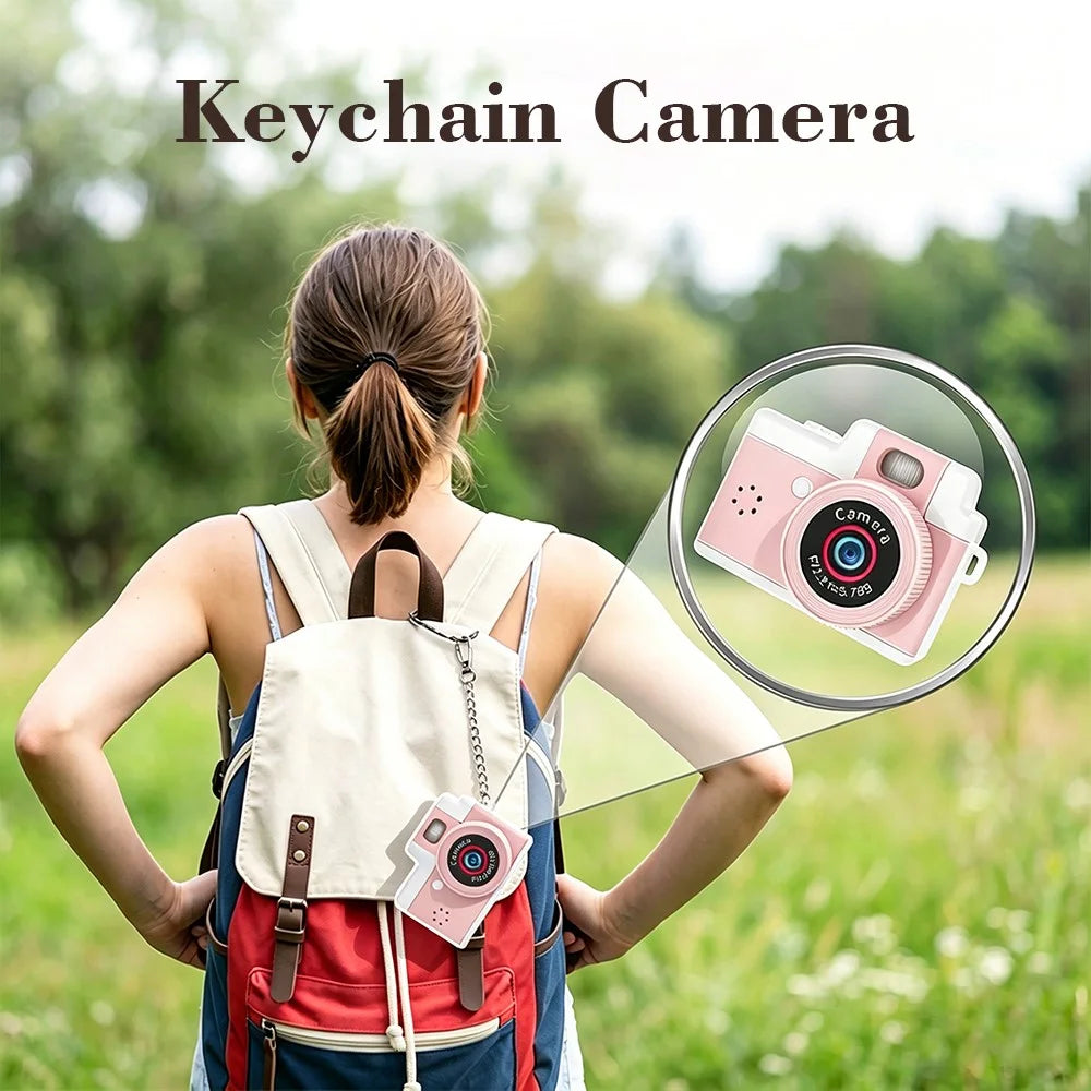 A90 1080P 1.47 inch IPS Touch Screen 180 Degree Flip Mini Keychain Camera for Selfie and Travel - Pink - 4