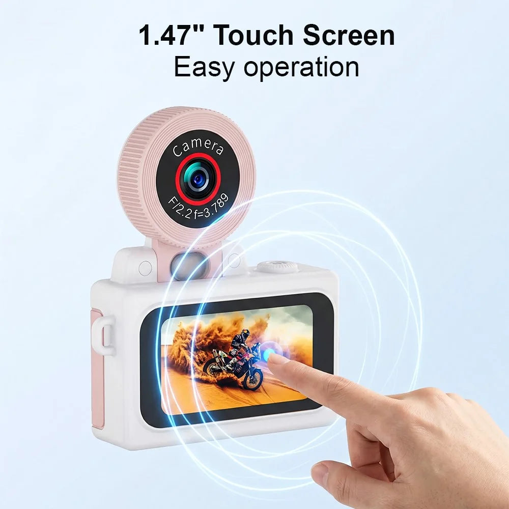 A90 1080P 1.47 inch IPS Touch Screen 180 Degree Flip Mini Keychain Camera for Selfie and Travel - Pink - 6