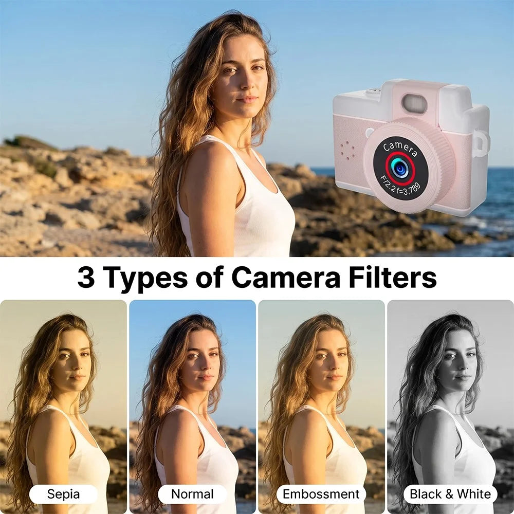 A90 1080P 1.47 inch IPS Touch Screen 180 Degree Flip Mini Keychain Camera for Selfie and Travel - Pink - 7