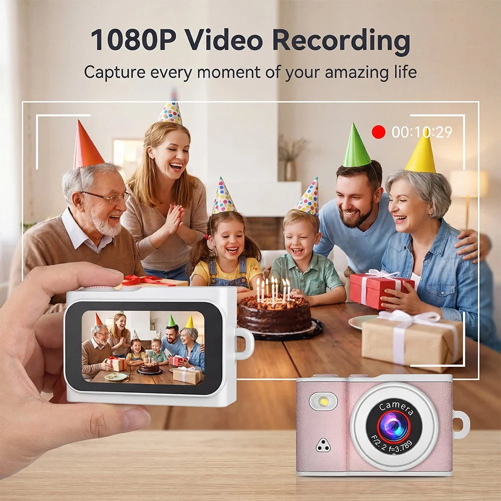 A86 1080P HD Video Mini Keychain Camera 1.47 inch Touch Screen for Photography - Pink - 2