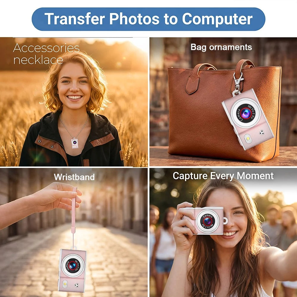A86 1080P HD Video Mini Keychain Camera 1.47 inch Touch Screen for Photography - Pink - 6