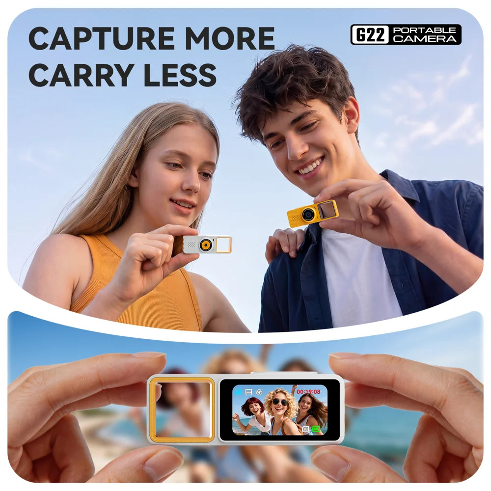 G22 1080P Mini Camera without TF Card Pocket Thumb Camera HD Recording with Chain for Travel - White - 7
