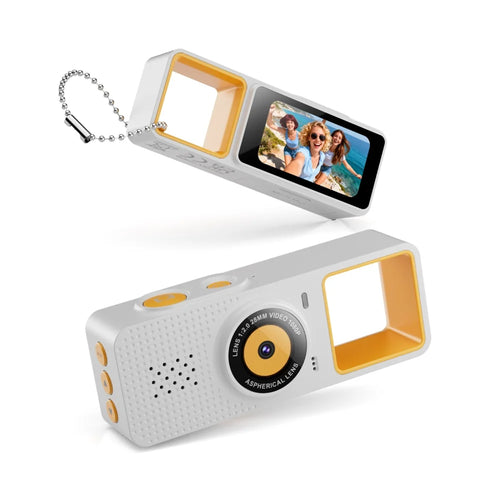 G22 1080P Mini Camera with 32GB TF Card Pocket Thumb Camera HD Recording with Chain for Travel - White - 1