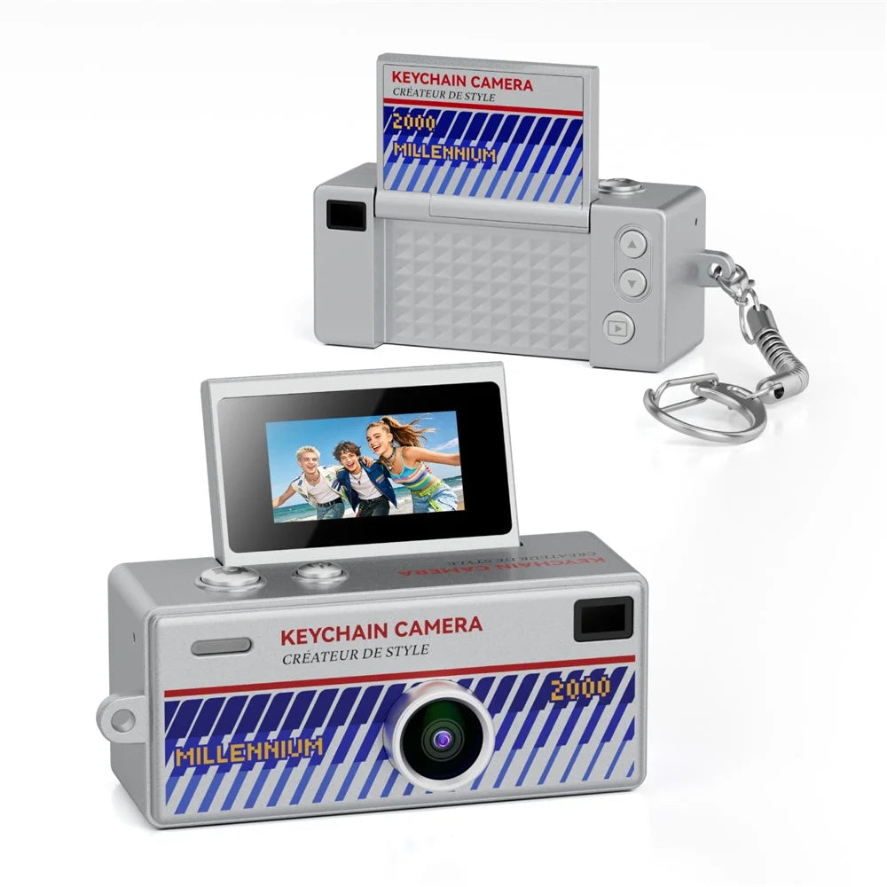 G62PRO Mini Thumb Camera with 0.96 Inch Flip Screen 1080P HD Video Recording Keychain Camera - White - 1