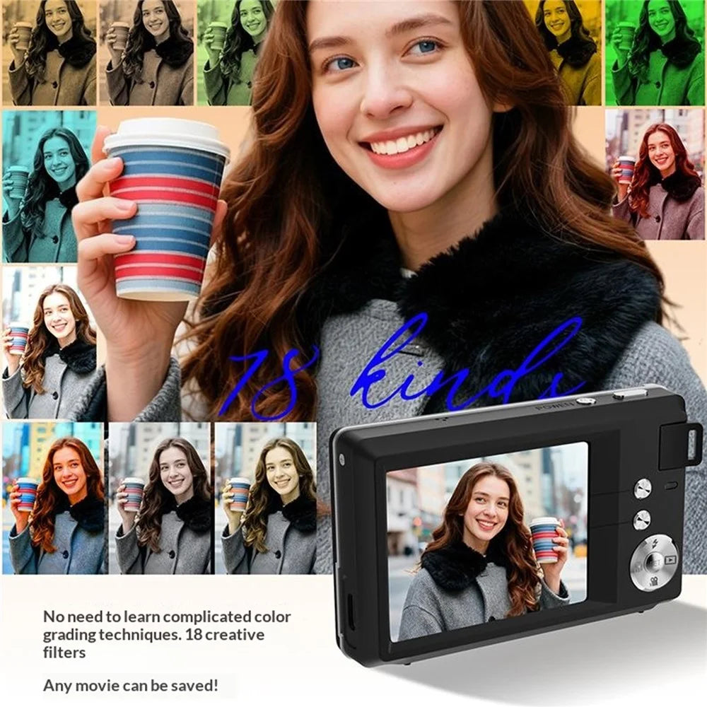 2.8 Inch HD Screen CCD Digital Camera 4K Video 16X Zoom for Students Vlogging - Green - 5