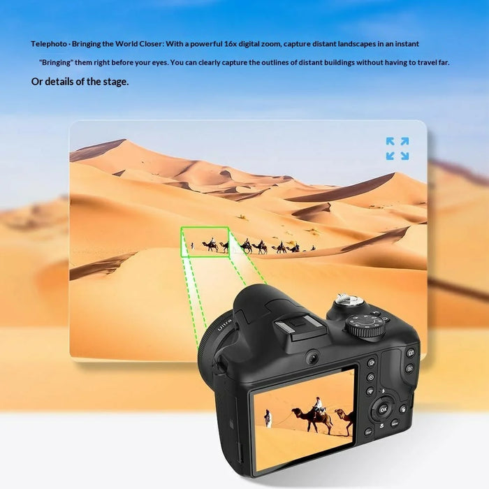 CD-R7 Digital Camera 3.0 Inch IPS Screen Dual Lens 16X Zoom WiFi 8K Video Recorder - Black - 7