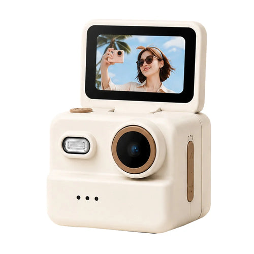 M1 Mini Pocket Camera 1MP 16X Zoom Digital Camera 180 Degree Flip Screen Built-in Flash, without TF Card - White - 1
