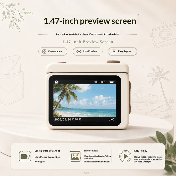 M1 Mini Pocket Camera 1MP 16X Zoom Digital Camera 180 Degree Flip Screen Built-in Flash, without TF Card - White - 4