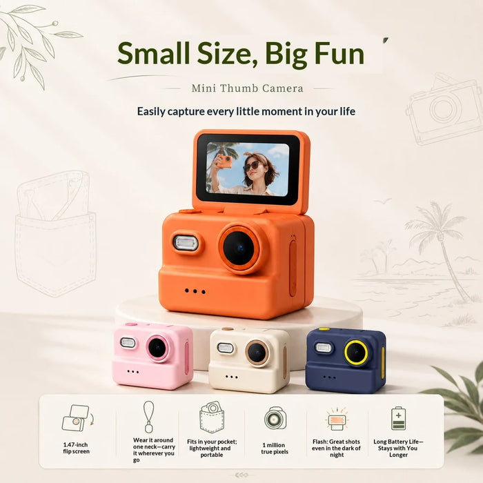 M1 Mini Pocket Camera 1MP 16X Zoom Digital Camera 180 Degree Flip Screen Built-in Flash, without TF Card - White - 6
