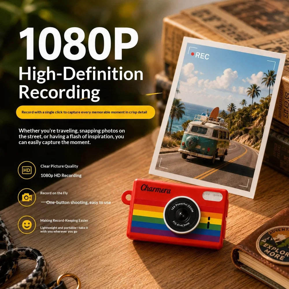 M3 Retro Mini Camera 1080P Pocket Digital Camera with Lanyard for Photography, without TF Card - White - 4