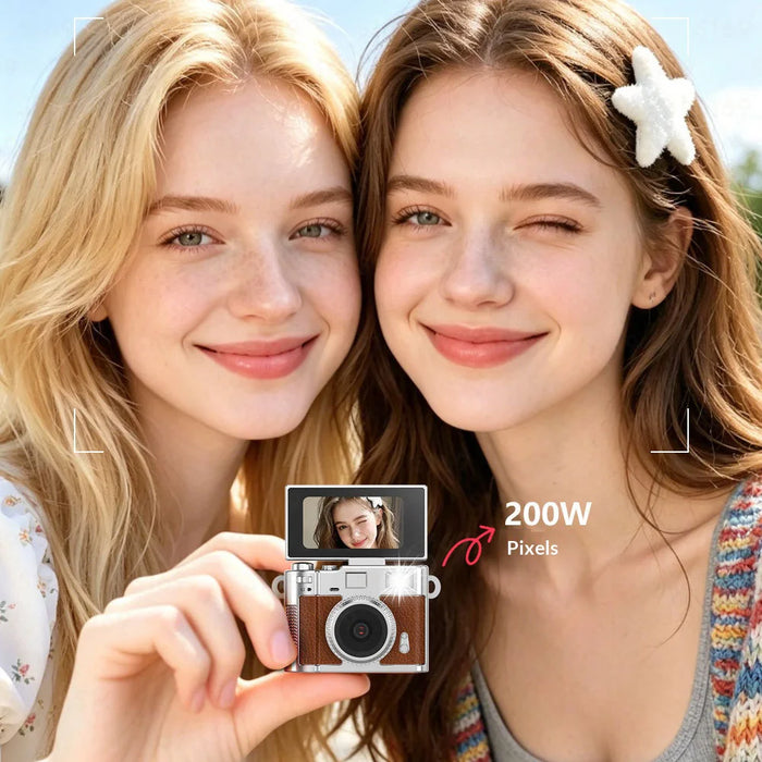 S169 Mini Camera 1080P Flip Screen with Built-in Fill Light for Selfie Vlog, without TF Card - White - 5