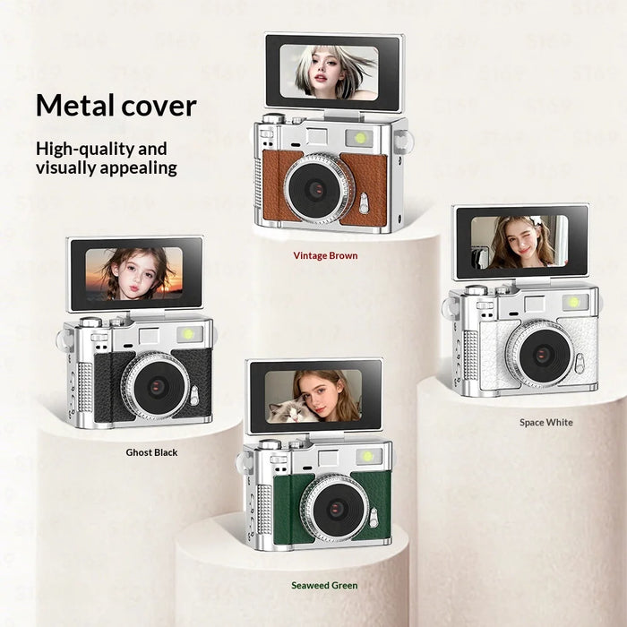 S169 Mini Camera 1080P Flip Screen with Built-in Fill Light for Selfie Vlog, without TF Card - White - 7