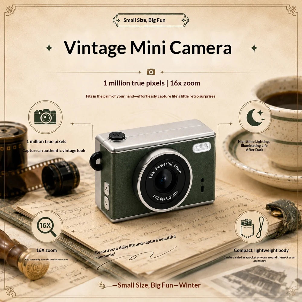 M2 Mini Retro Camera 1MP 16X Digital Zoom Portable Camera for Daily Photography, without TF Card - White - 4