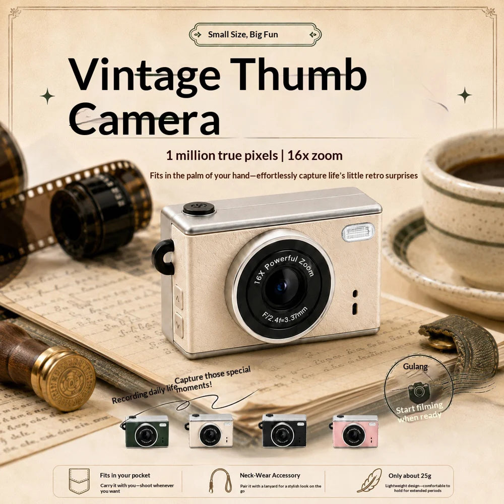 M2 Mini Retro Camera 1MP 16X Digital Zoom Portable Camera for Daily Photography, without TF Card - White - 5