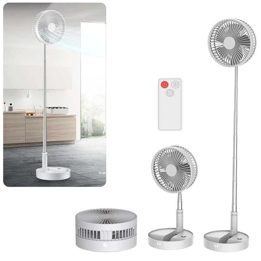P9S Portable Folding USB Fan Retractable Desk Office Remote Control Timing Electric Fan - 1
