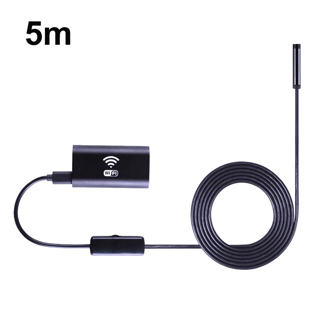 F99 WiFi Endoscope HD Inspection Camera Wireless Snake Camera with 5M Semi-Rigid Cable - 1