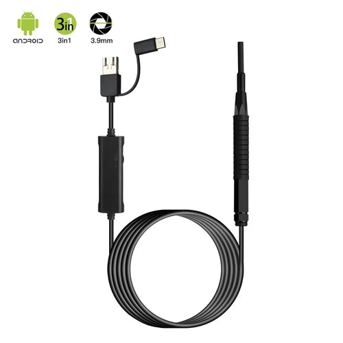 AN103 3-in-1 3.9mm Otoscope Camera Ear Scope Endoscope Ear Wax Removal Tool - Black - 1
