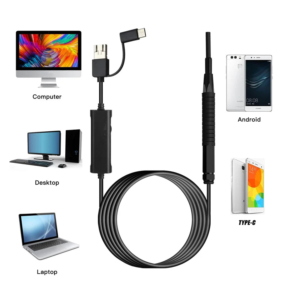 AN103 3-in-1 3.9mm Otoscope Camera Ear Scope Endoscope Ear Wax Removal Tool - Black - 7