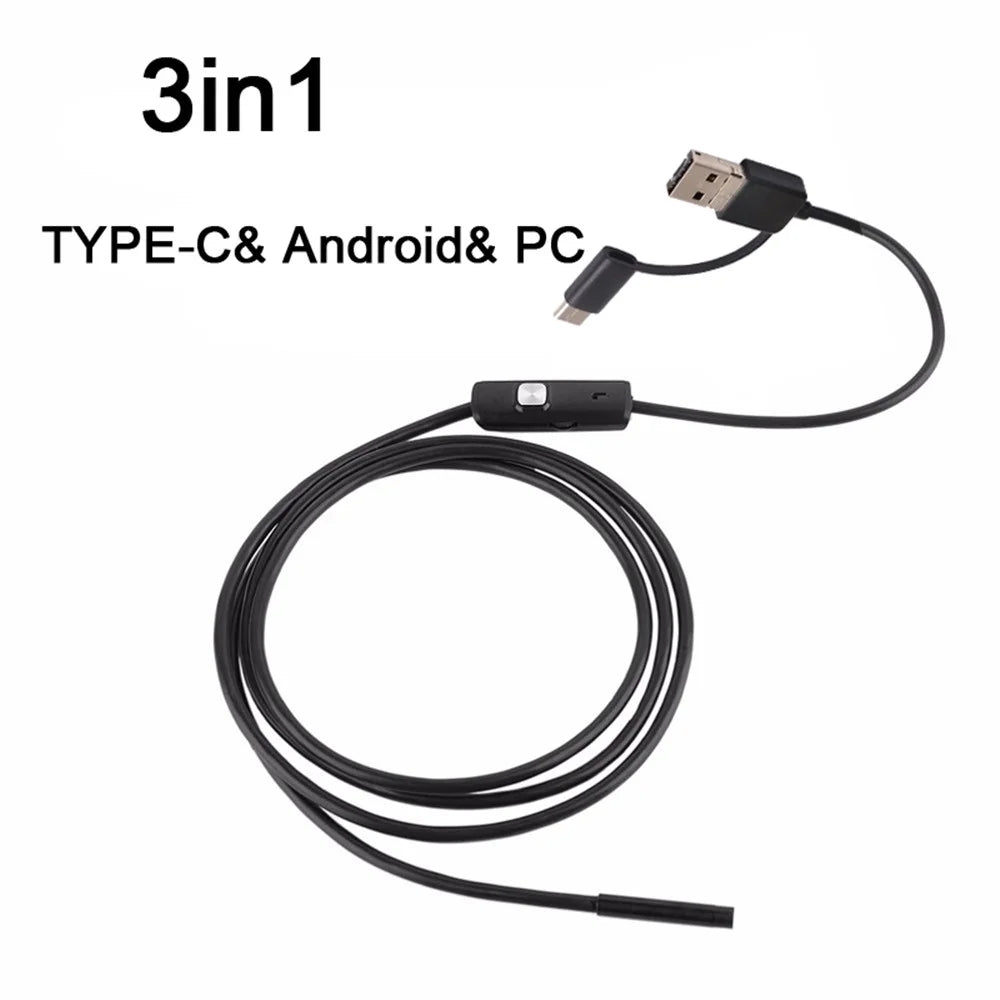 AN100 3-in-1 Endoscope Inspection Camera 8mm Snake Camera with 5M Semi-Rigid Cable - 4