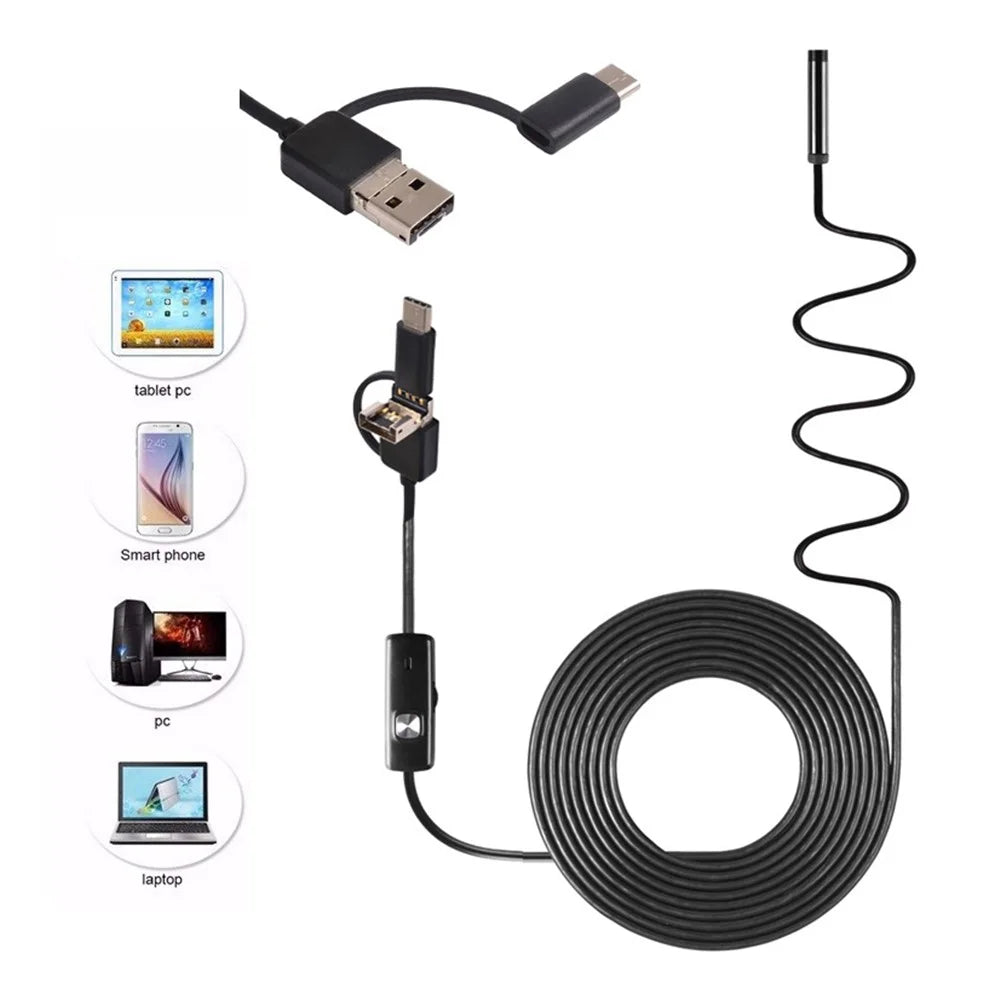 AN100 3-in-1 Endoscope Inspection Camera 8mm Snake Camera with 5M Semi-Rigid Cable - 5